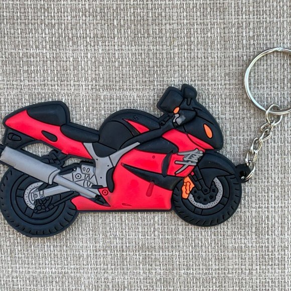 Key Chain Heavy Bike Keys Holder Rubber Bike Red/Black Car Key Holder Keyring - Picture 2 of 9